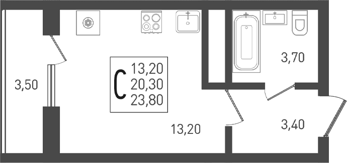 Студия, 20.3 м², 18/24 этаж, ЖК «ЖК «Кубанская Крепость»» — фото 2