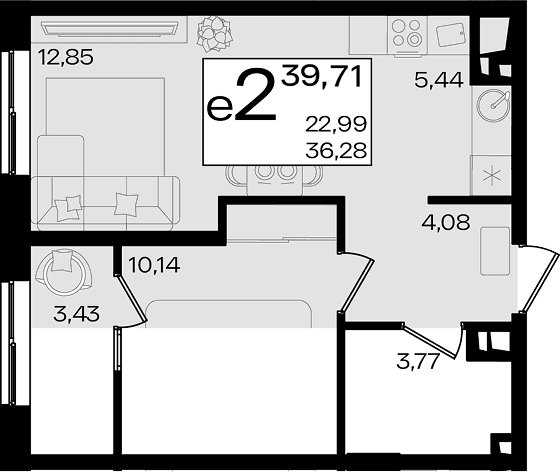 2-комн. квартира, 36.28 м² в ЖК Патрики — фото 2