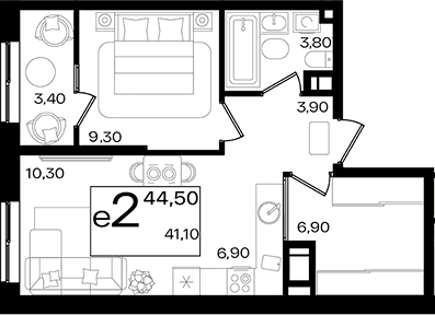 2-комн. квартира, 41.1 м² в ЖК Патрики — фото 2