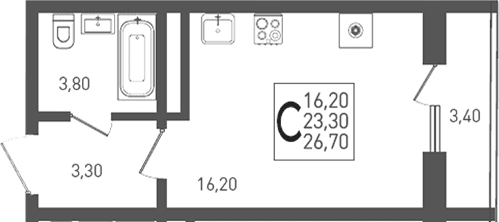 Студия, 23.3 м², 19/24 этаж, ЖК «ЖК «Кубанская Крепость»» — фото 2