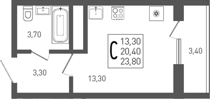 Студия квартира, 20.4 м² в ЖК ЖК «Кубанская Крепость» — фото 2