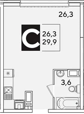 Студия, 29.9 м² в ЖК «Самолет» — фото 1