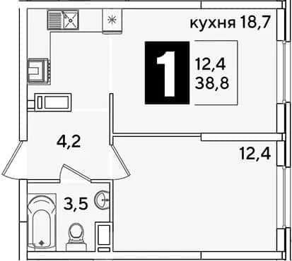 2-комн., 38.8 м² в ЖК «Самолет» — фото 1
