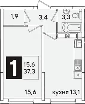 1-комн., 37.3 м² в ЖК «Самолет» — фото 1