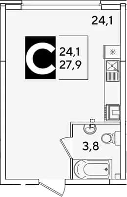 Студия, 27.9 м² в ЖК «Самолет» — фото 1