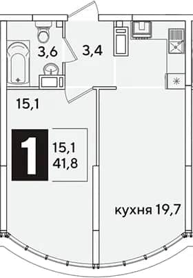 2-комн., 41.8 м² в ЖК «Самолет» — фото 1