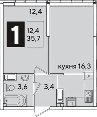 2-комн., 35.7 м² в ЖК «Самолет» — фото 1