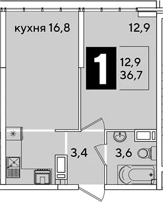 2-комн., 36.7 м² в ЖК «Самолет» — фото 1