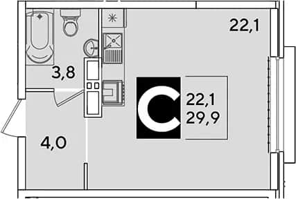 Студия, 29.9 м² в ЖК «Самолет» — фото 1