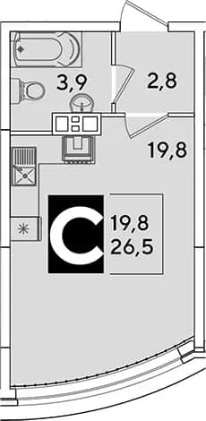 Студия, 26.5 м² в ЖК «Самолет» — фото 1