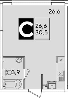 Студия, 30.5 м² в ЖК «Самолет» — фото 1