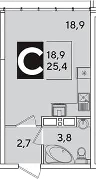Студия, 25.4 м² в ЖК «Самолет» — фото 1