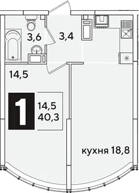 2-комн., 40.3 м² в ЖК «Самолет» — фото 1