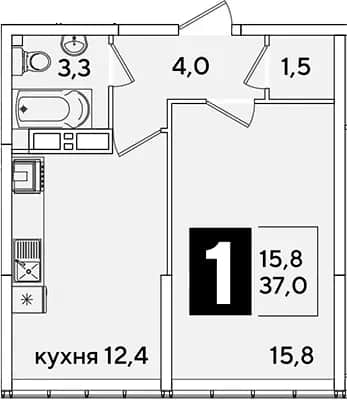 1-комн., 37 м² в ЖК «Самолет» — фото 1