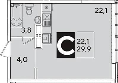 Студия, 29.9 м² в ЖК «Самолет» — фото 1