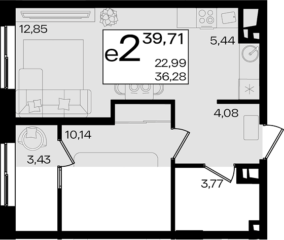 Продается 2-комн. квартира, 36.28 м² — фото 2