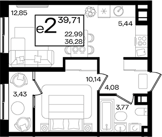 Продается 2-комн. квартира, 37.04 м² — фото 2