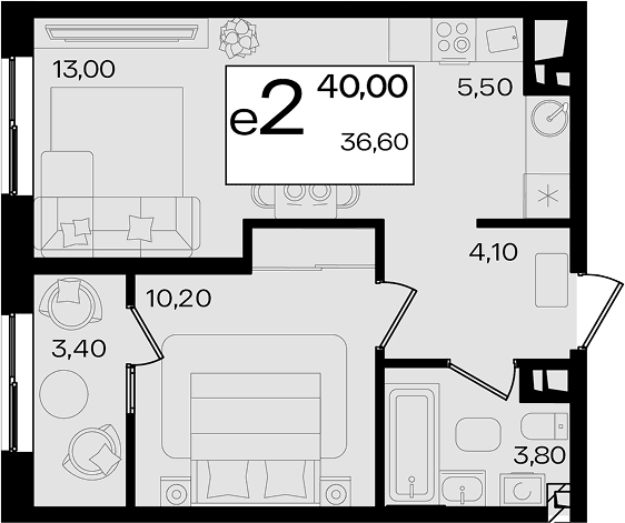 Продается 2-комн. квартира, 36.6 м² — фото 2