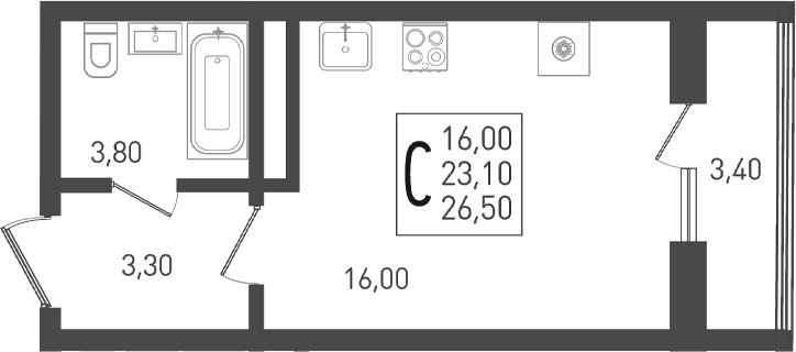 Продается 1-комн. квартира, 23.2 м² — фото 2