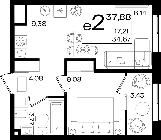Продается 2-комн. квартира, 34.45 м² — фото 2