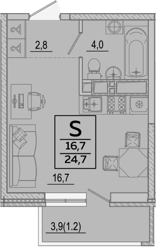Продается 1-комн. квартира, 23.5 м² — фото 2
