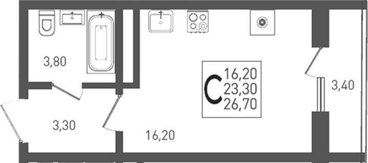 Продается 1-комн. квартира, 23.3 м² — фото 2