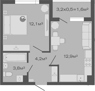 Продается 1-комн. квартира, 33 м²