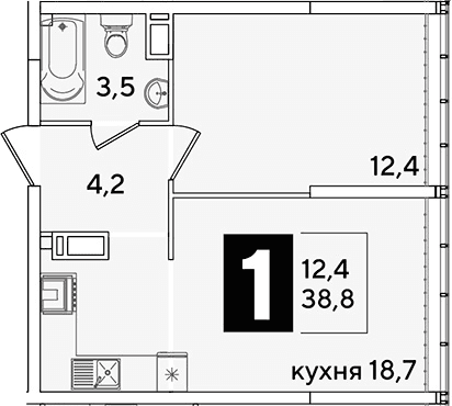 Продается 2-комн. квартира, 38.8 м²