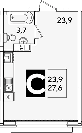 Продается 1-комн. квартира, 27.6 м²