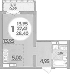 Продается 1-комн. квартира, 27.41 м²