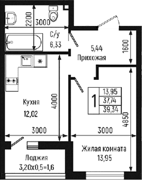 Продается 1-комн. квартира, 37.74 м²