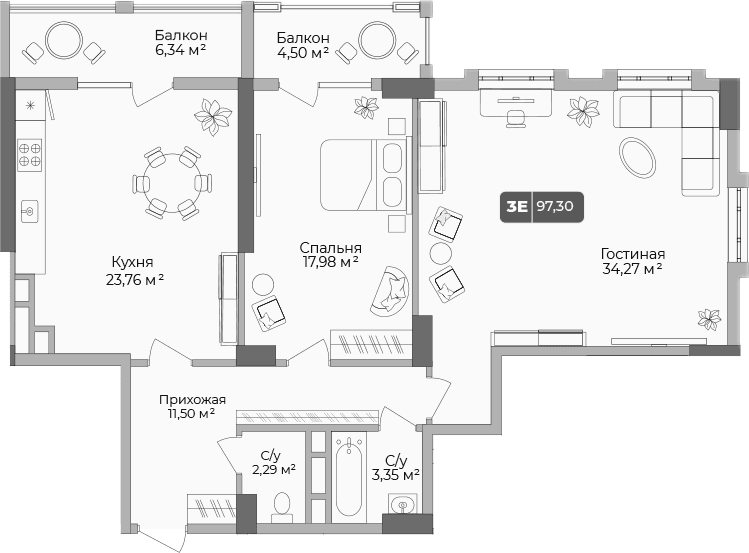 Продается 2-комн. квартира, 94.05 м²