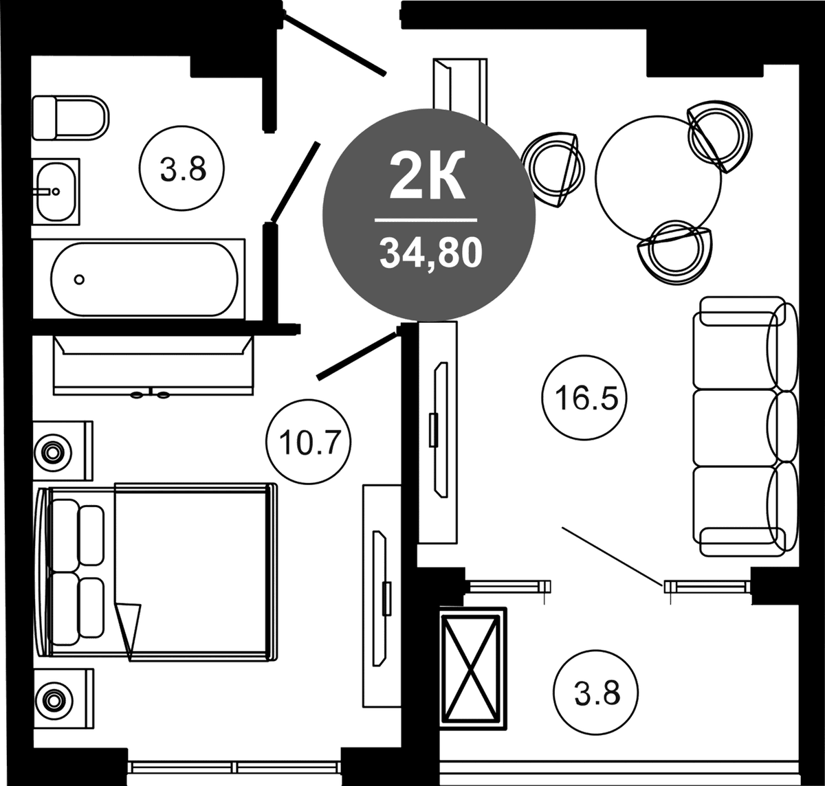 Продается 2-комн. квартира, 31 м²