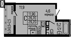Продается 1-комн. квартира, 26.7 м²