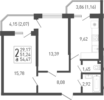 Продается 2-комн. квартира, 52.8 м²