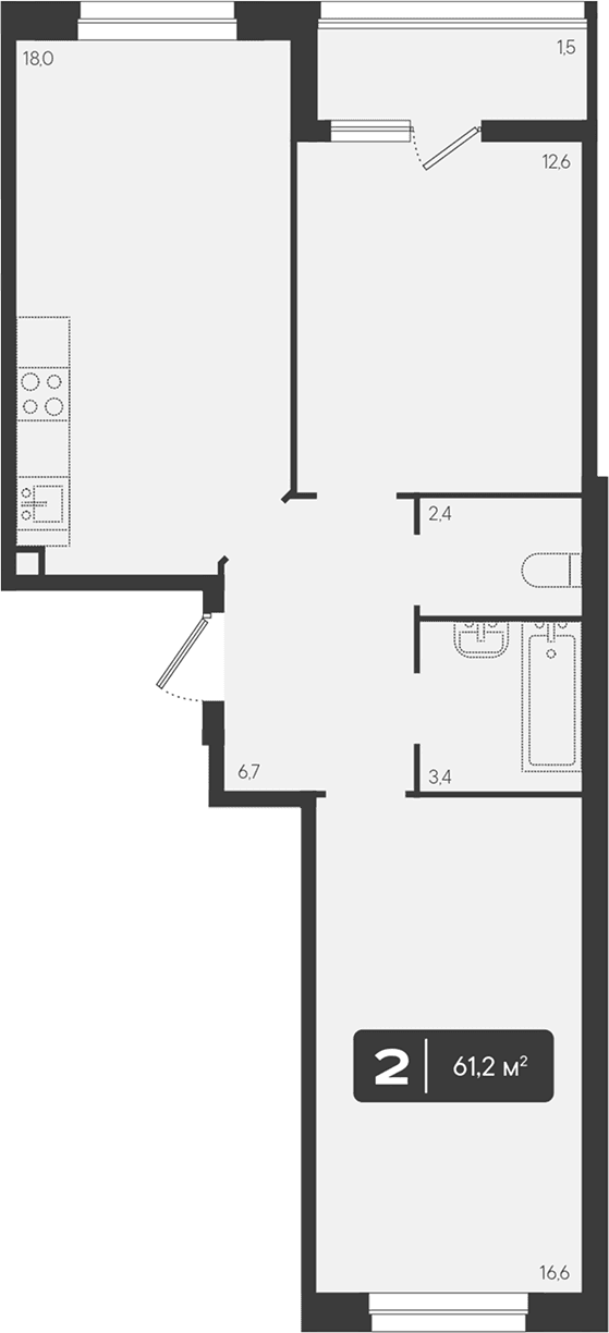 Продается 2-комн. квартира, 59.7 м²