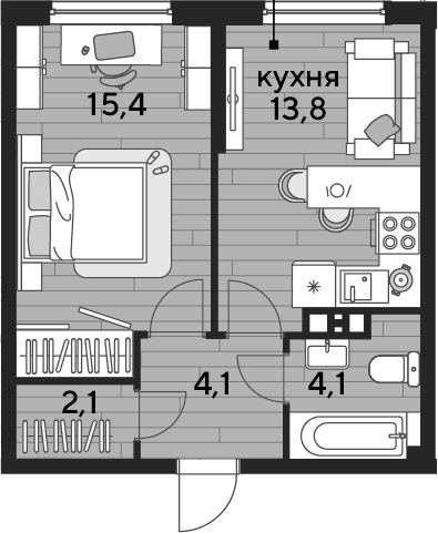 Продается 1-комн. квартира, 39.5 м²