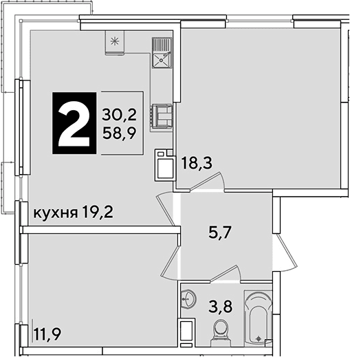 Продается 3-комн. квартира, 58.9 м²