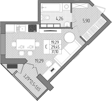 Продается 1-комн. квартира, 29.45 м²