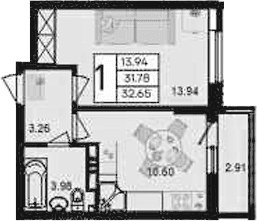 Продается 1-комн. квартира, 31.78 м²