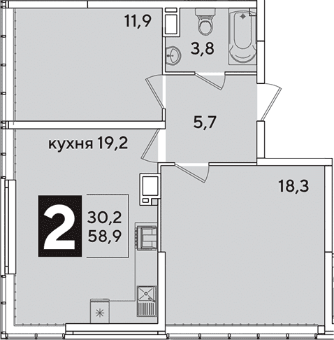 Продается 3-комн. квартира, 58.9 м²