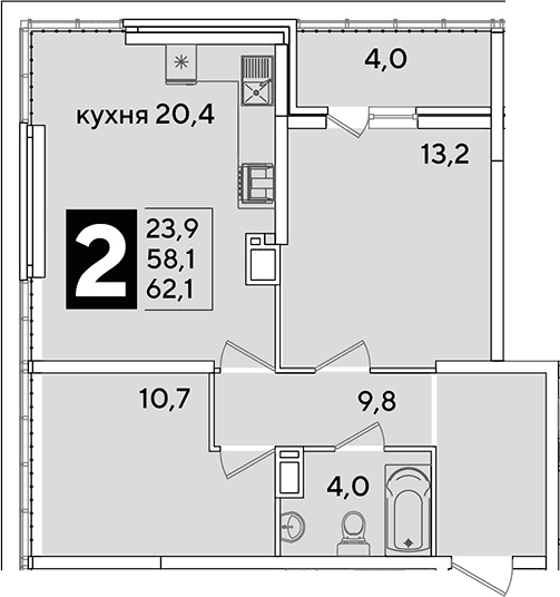 Продается 3-комн. квартира, 58.1 м²