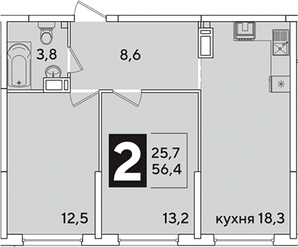 Продается 3-комн. квартира, 56.4 м²