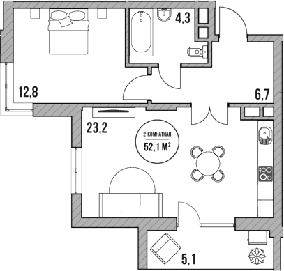 Продается 2-комн. квартира, 47 м²