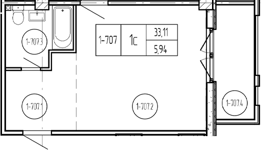 Продается 1-комн. квартира, 33.11 м²