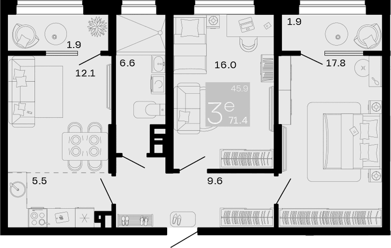 Продается 3-комн. квартира, 67.6 м²