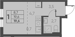 Продается 1-комн. квартира, 19.6 м²