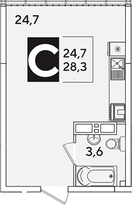 Продается 1-комн. квартира, 28.3 м²