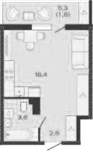 Продается 1-комн. квартира, 24.6 м²