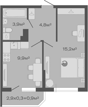 Продается 1-комн. квартира, 33.8 м²